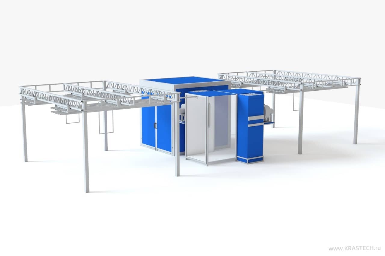 Проходная линия с обитаемой камерой и верхней транспортной системой — 3D-схема КРАСТЕХ